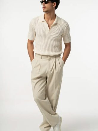 Casual Men's Short Sleeve Knit Polo Shirt