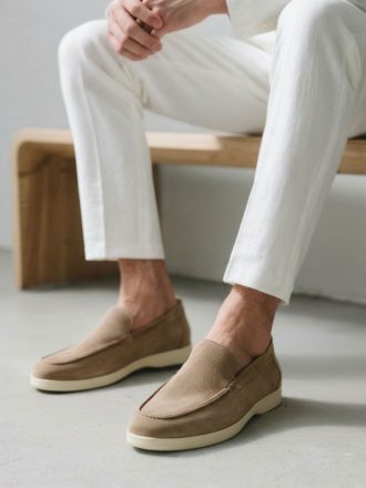 Tan Suede Slip-On Moccasins