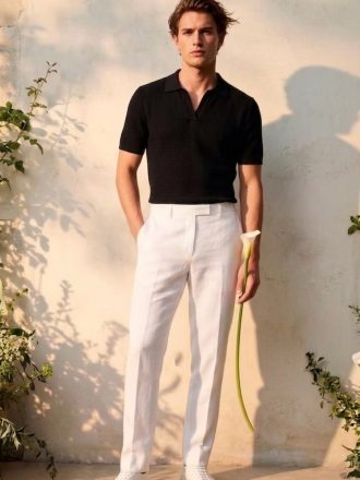 Textured Knit Men's Polo Top