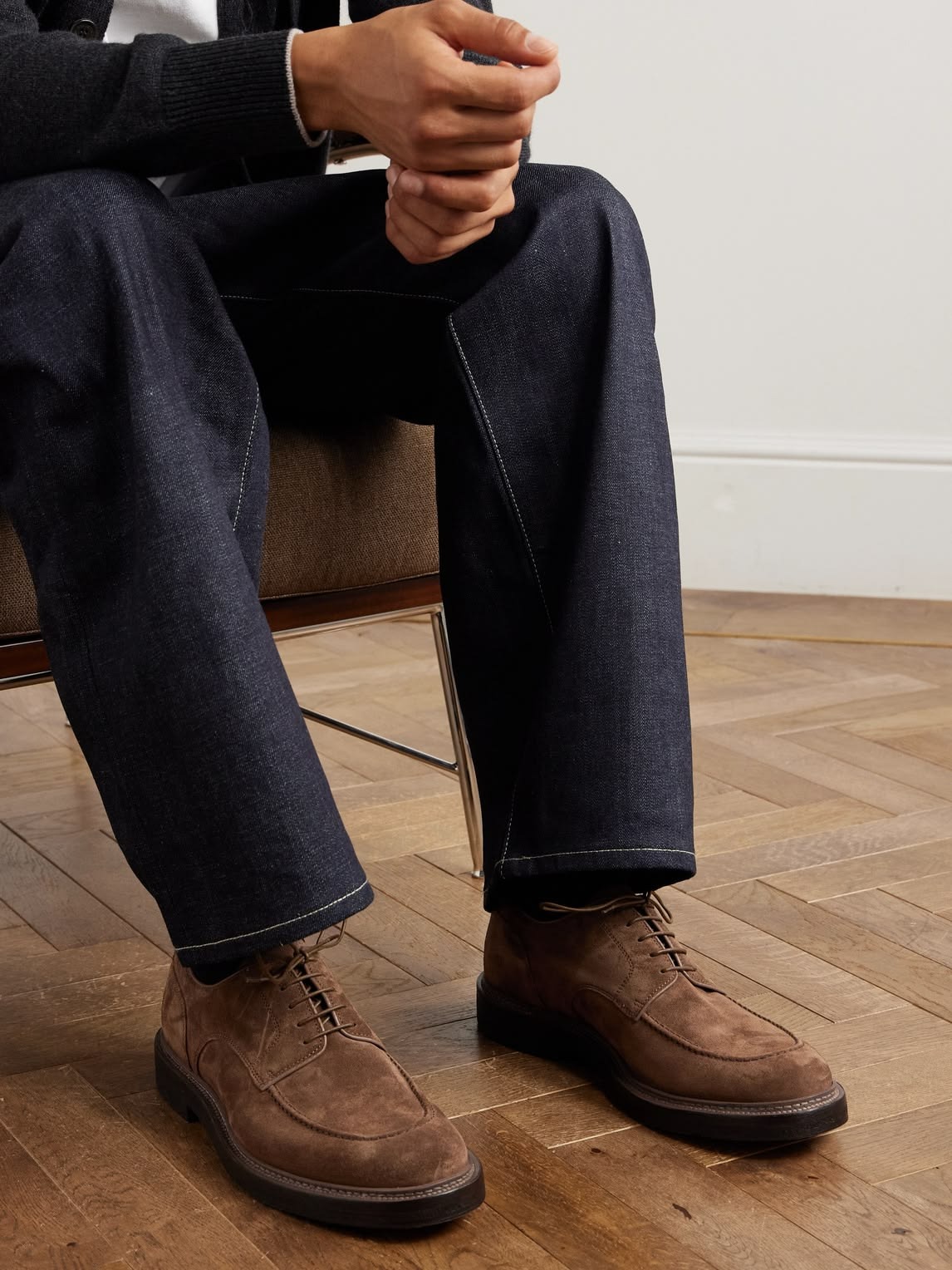 Brown Suede Lace-Up Shoes